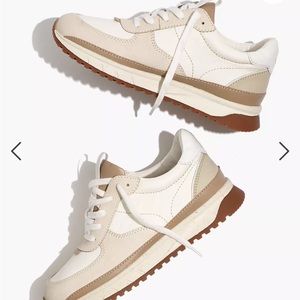 Madewell Kickoff Trainer Sneakers in Neutral Colorblock Leather, size 7.5